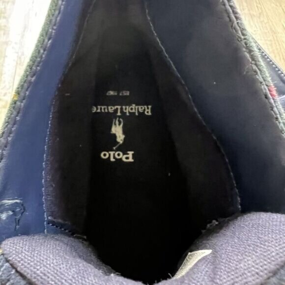 Polo Ralph Lauren Solomon II Hi Top Sneaker Trainer Tartan Size 7D - Picture 2 of 5